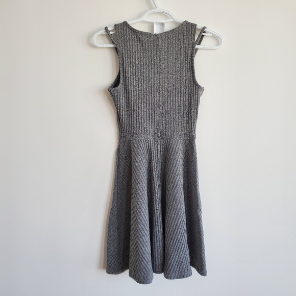 Grey/Gray knit fit and flare mini dress with purple sparkle collar - XS - Picture 2 of 4